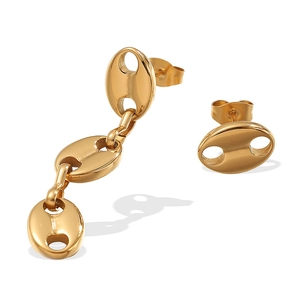 Minimalist gold geometric pig nose earrings set with asymmetrical U-shaped dangle style