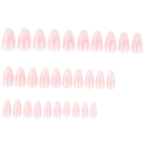 30-teiliges Set eleganter rosa Mandel-Kunstnägel mit glattem, glänzendem Finish