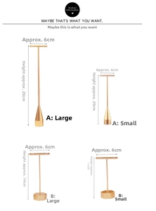Detailed comparison of gold metal earring display stands in various heights and base shapes