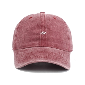 Washed Cotton Baseball Cap Letter R Embroidery Adjustable Vintage Casual Sun Hat For Men Women