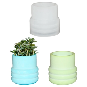 Stampo in silicone per vasi di piante succulente fai-da-te con design a coste e fioriere in resina