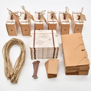 Mini Suitcase Gift Box Vintage Kraft Paper Candy Box With Jute Rope And Tag For Wedding Party Favor Travel Theme
