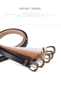 Detail of vintage horseshoe gold buckles with embossed bead textures on four colored belts