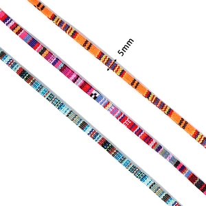 Set of three colorful 5mm flat woven cotton core ropes for DIY jewelry and crafts