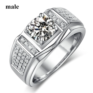 Luxus Legierung Zirkonia Eingelegt Herrenring Silberne Farbe Runder Hauptstein Breites Band Modeschmuck Für Hochzeitsfeier
