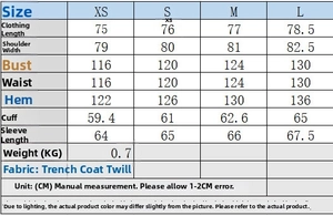Detailed size chart for women's blazer set showing measurements for XS, S, M, and L sizes