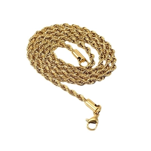 Collana a catena a fune in acciaio inossidabile dorato con chiusura a moschettone sicura