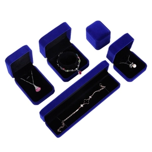 Royal blue velvet jewelry gift boxes set for necklaces bracelets and rings display