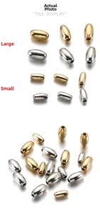 Golden and silver oval tube beads in large and small sizes for DIY jewelry making