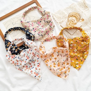 Women Floral Hair Scarf Headband Elastic Triangle Bandana Pastoral Style Cloth Hairband Sweet Hair Accessories