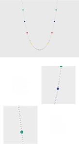 Detail view of S925 sterling silver chain featuring colorful enamel rainbow beads