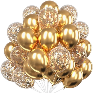 12-inch golden metallic and confetti balloons set for birthday party decorations
