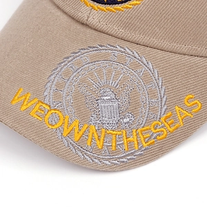 Casquette de baseball kaki avec emblème d'aigle et broderie WE OWN THE SEAS sur la visière