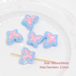 Detail view of 16x20mm UV iridescent acrylic bow beads for DIY jewelry making