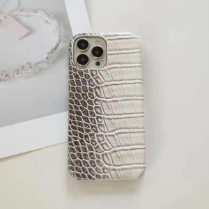 Himalayan gradient crocodile texture leather case for iPhone with 3-camera cutout