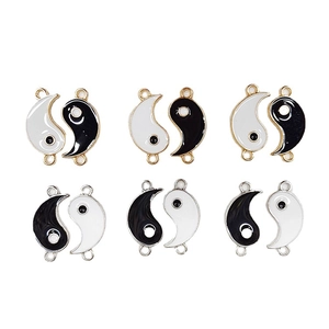 Yin Yang Tai Chi charms in gold and silver alloy finish for DIY jewelry pendants