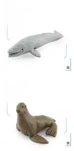 Detailed grey whale and brown sea lion animal models with realistic skin texture