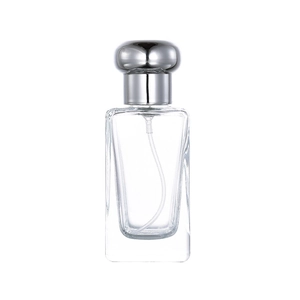 Flacone spray per profumo da 25ml in vetro con tappo a fungo in metallo argentato e pompa