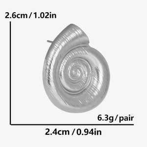 Silver conch shell stud earrings size details 2.6cm by 2.4cm with 6.3g weight per pair