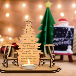 Memorial Christmas Tree Candle Holder Wood Remembrance Ornament Rocking Chairs Laser Cut Home Decor For Loved Ones In Heaven