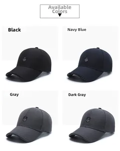 Detailansicht von vier verfügbaren Farben für Herren-Baseballkappen aus Baumwoll-Twill