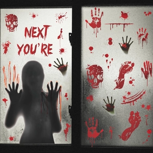 Halloween Bloodstain Window Stickers Horror Ghost Silhouette Skull Skeleton Static Cling PVC Decals For Party Decoration
