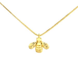 Minimalist 18K gold plated 3D bee pendant necklace with a delicate box chain for women