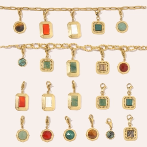 Gold lobster clasp pendants with colorful natural stones for DIY jewelry making