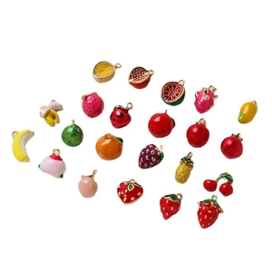 Mix of mini colorful fruit pendants made of enamel and metal for DIY jewelry making
