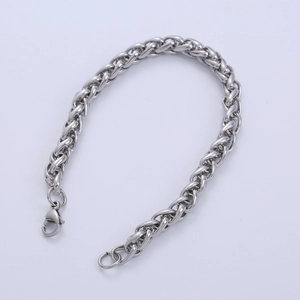 Classic 7mm stainless steel basket weave chain bracelet for men with lobster clasp