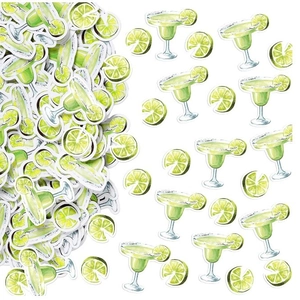 Confettis De Table En Papier Verre À Cocktail Margarita Et Tranches De Citron Vert Décoration De Fête Anniversaire Style Cartoon