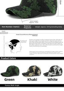 Detailed size guide for jacquard baseball cap with head measurement instructions