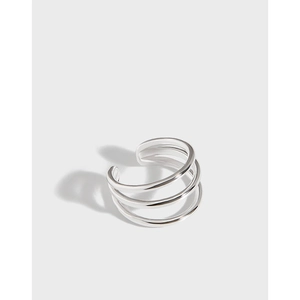 925 Sterling Silver Ear Cuff Minimalist Three Layer Parallel Lines Non Piercing Geometric Jewelry For Women