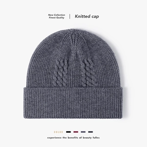 Warme Imitatie Konijnenbont Gebreide Muts Voor Dames Heren Winter Verdikt Kabelpatroon Omslagmuts Casual Buiten Hoofdbedekking