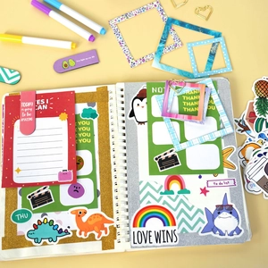 Set de papelería creativa para niños con pegatinas y cuaderno regalo para niñas