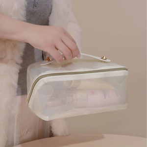 Tragbare Kosmetiktasche Große Kapazität Wasserdicht Transparent PVC PU Leder Reise Kulturbeutel Organizer Etui Für Frauen