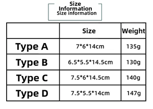 Size chart and weight details for four creative Halloween skeleton figurine styles