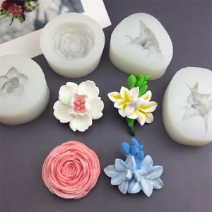 Moules en silicone pour bougies fleurs DIY et savons avec motifs rose, lys et freesia