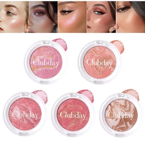 Blush Marbré Cuit Poudre Enlumineur Nacré Éclat Du Visage Rouge Palette Scintillante Maquillage Longue Durée
