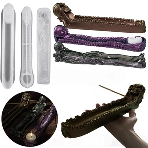 Stampo In Silicone Per Porta Incenso Teschio Colonna Vertebrale Umana Gotica Testa Scheletro Fusione Resina Halloween