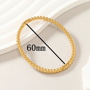 Bracciale a sfere in acciaio inossidabile dorato con chiusura a O e misura 60 mm