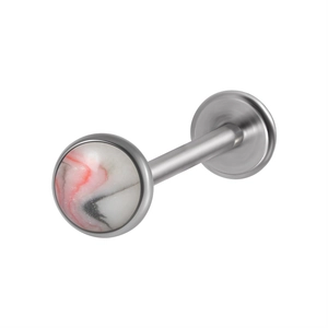Piercing labret in acciaio chirurgico con testine tonde in pietra marmorea colorata