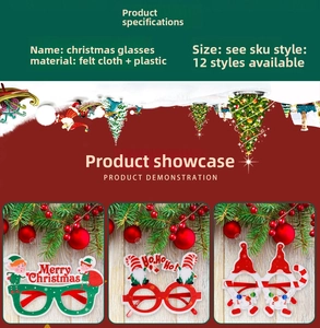 Détails de lunettes de Noël en feutrine rouge et verte avec montures en plastique