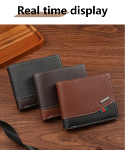 Detailed close-up of retro bifold wallets in black, coffee, and brown stitched leather