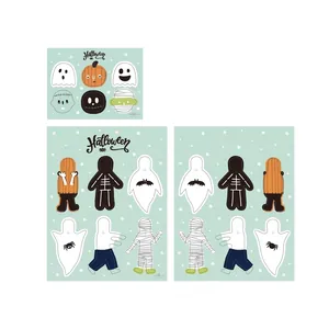 Cute Halloween lollipop decorative card set with pumpkin ghost and mummy character designs