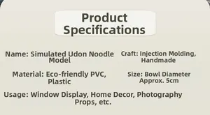 Detailed technical specifications for 5cm miniature udon noodle food model decoration