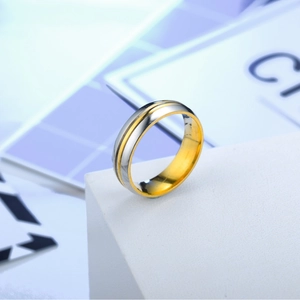 Minimalist 316L titanium steel 6mm ring with silver outer band and gold inner finish