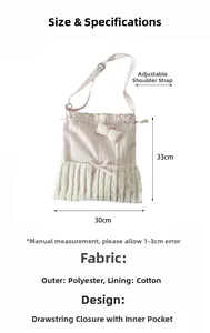 Pink and white striped tote bag showing 33cm height and 30cm width dimensions