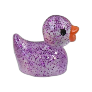 Miniature purple glitter resin duck figurine with orange beak for DIY micro landscapes