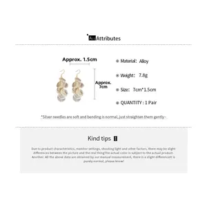 Macro view of tiered scallop fringe earrings with alloy material and 7cm size specs